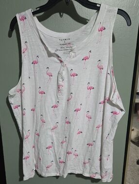 torrid White Tank Top with Pink Flamingo Print